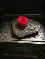 Fabulous handmade slate vase with everlasting red rose finish