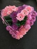 Large modern style heart in pinks and lilacs