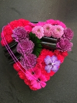 Large modern style heart in purple and cerise pinks